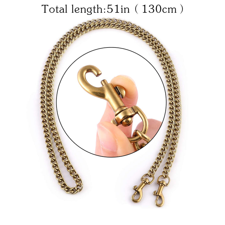 Iron Chunky Purse Chain Strap for Replacement Shoulder Bag Handbag Straps Accessories 51 130 CM with Metal Buckles (Copper Golden)