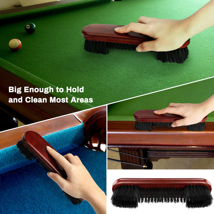 Wooden Billiards Pool Table and Rail Brush Set with Cue Shaft Burnisher, Pool Table Accessories Brush Kit for Pool Snooker Table Cleaning and Maintenance