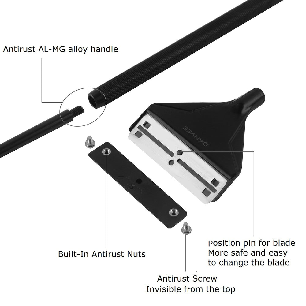 Aquarium Algae Scraper Cleaner Brush with 10 Stainless Steel Blades for Fish Reef Plant Glass Tank 26 Inch