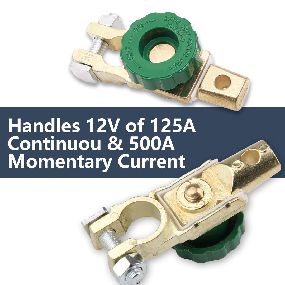 2Pcs Auto Battery Terminal Disconnect Master Switch Cut-Off Brass
