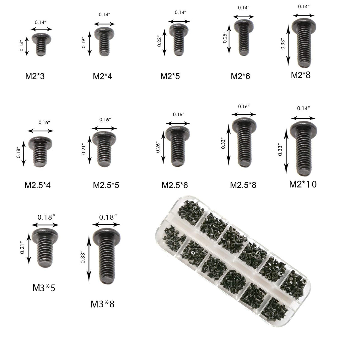 360pcs 12sizes Laptop Notebook Tiny Computer Replacement electronic Screws Assortment Kit Black,M2 M2.5 M3,for Lenovo Toshiba Gateway Samsung HP IBM Dell Sony Acer Asus Hard Disk SATA SSD M.2