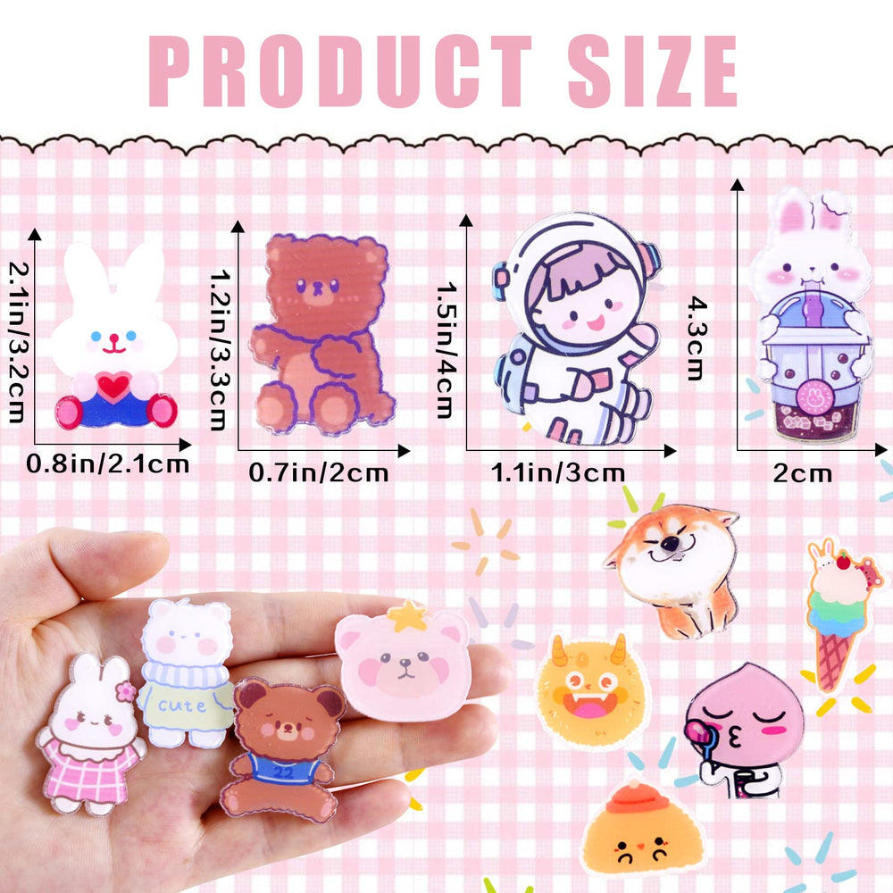 60 Pcs Acrylic Cute Pins Set for Backpacks Aesthetic Cartoon Kawaii Sheep Dog Rabbit Bear Girl Brooch Pin for Clothing Bags Jackets Hat Bag Accessories
