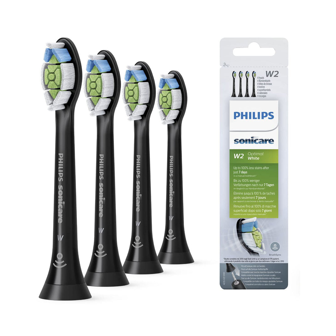 W2 Optimal White, Standard Sonic Toothbrush Heads - 4 Pack