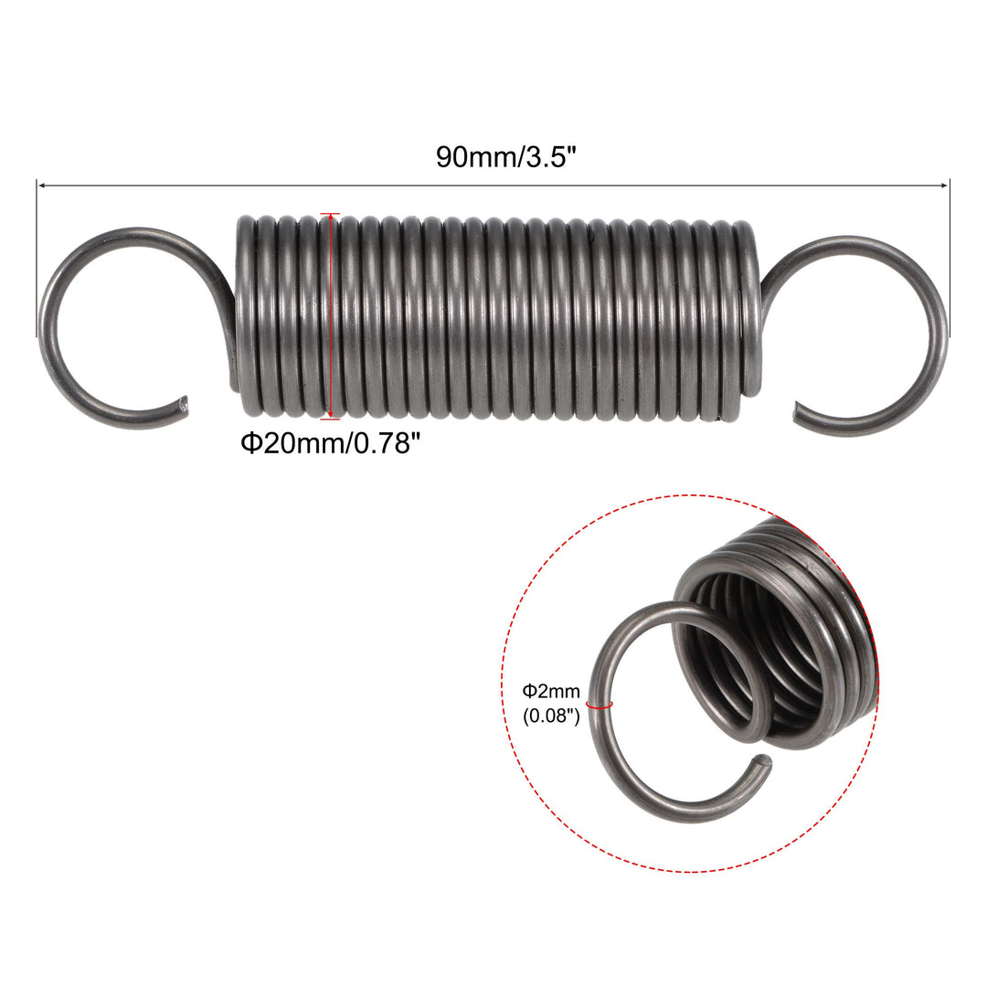 Compression Spring,20mm OD,2mm Wire Size,157.5mm Extended Length,90mm Free Length,Spring Steel,17.3Lbs Load Capacity,Grey 2pcs