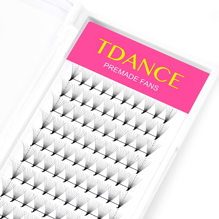 TDANCE Eyelash Extensions 9D Superior Lash Extensions Premade Fans Russion Volume Fans D Curl 0.07 Thickness Middle Stem 13mm Mixed Length(Middle Stem,9D-0.07-D,13mm)