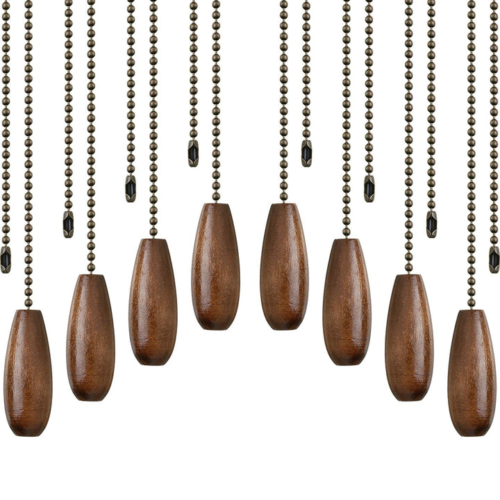 8 Pieces Ceiling Fan Pull Chains Extender Wooden Pendant Pull Chain Extension for Ceiling Light Lamp Fan Chain (Walnut Color)