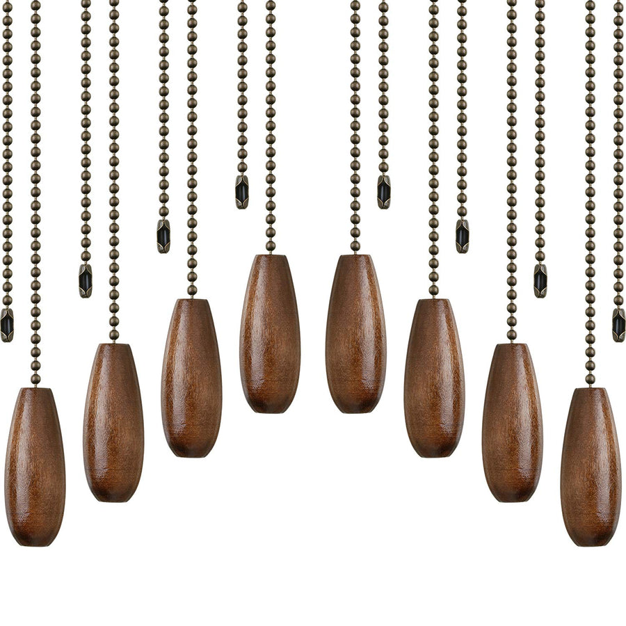 8 Pieces Ceiling Fan Pull Chains Extender Wooden Pendant Pull Chain Extension for Ceiling Light Lamp Fan Chain (Walnut Color)