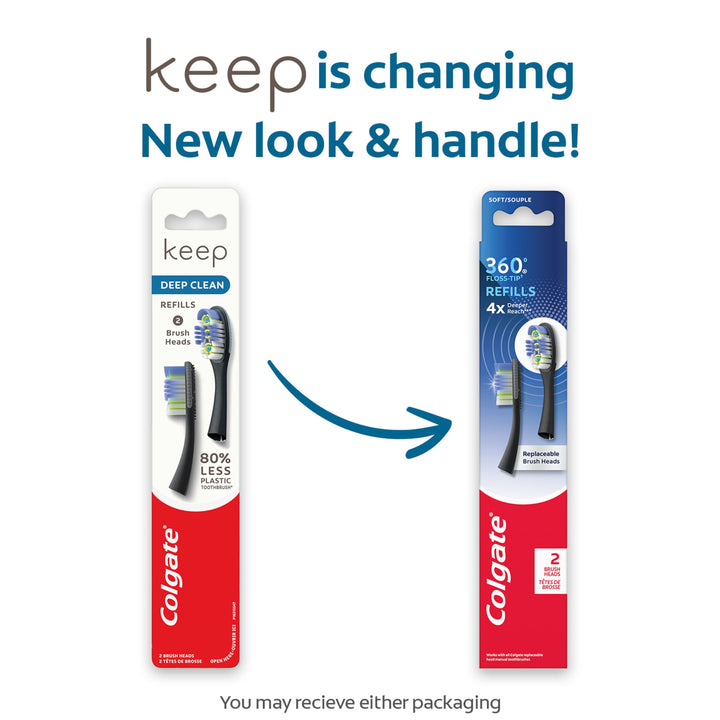 360 Floss-Tip Replaceable Toothbrush Head Refills, Deep Clean, 4 Pack