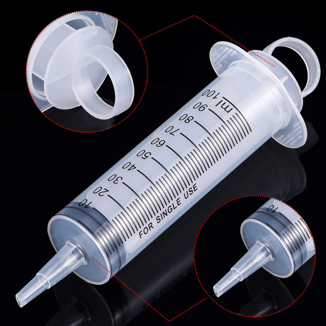 4 Pack Large Plastic Syringe for Scientific Labs and Dispensing Multiple Uses Measuring Syringe Tools (100 ml)