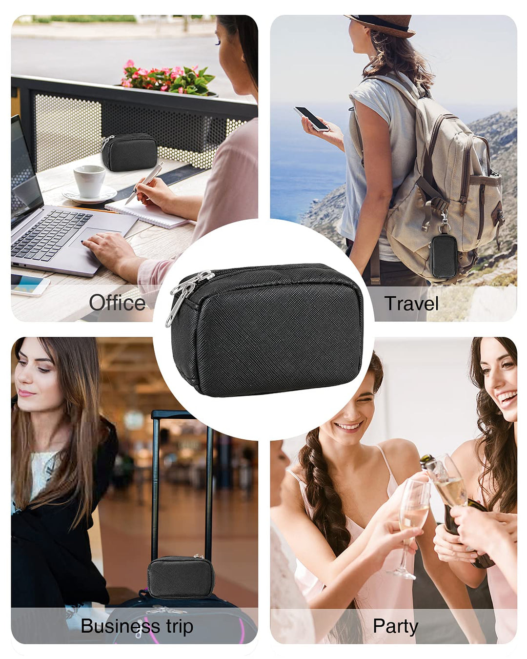 Chapstick Holder Bag Small Lip Balm Sleeve Pouch Lipstick Portable Storage Bag Lip Gloss Case With Hook Accessories Gift for Women (balck)