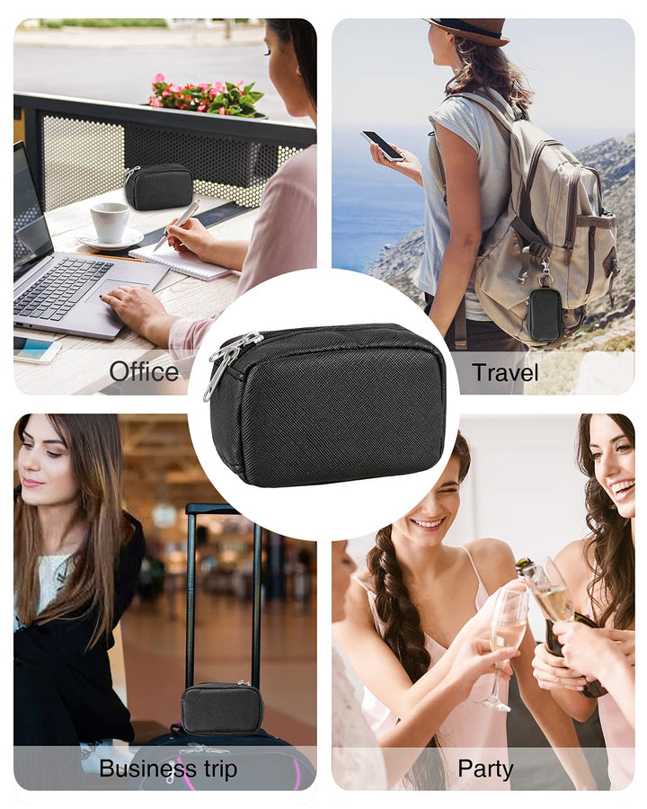 Chapstick Holder Bag Small Lip Balm Sleeve Pouch Lipstick Portable Storage Bag Lip Gloss Case With Hook Accessories Gift for Women (balck)