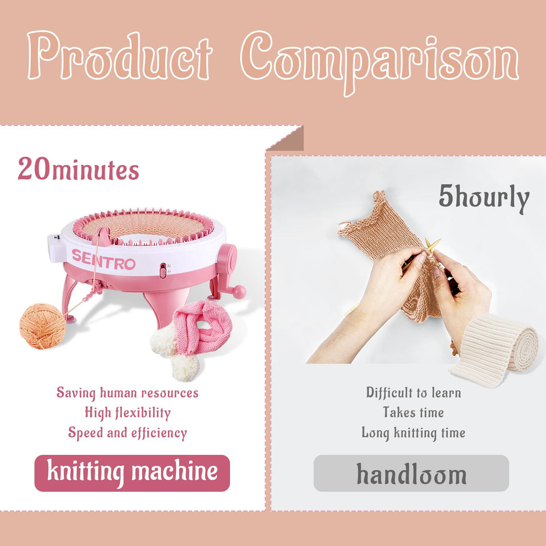 Sentro Knitting Machine, 48 Needles Knitting Loom Machine with Row Counter, Knitting Board Rotating Double Knit Loom Machine Kit