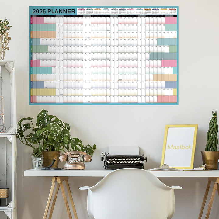 2025 Yearly Wall Calendar - Yearly Wall Calendar 2025, Jan. 2025 - Dec. 2025, 23.1 x 34.6 (Open), 2025 Wall Calendar with Julian Dates, Thick Paper, Double-Sided Round Stickers, Large Calendar