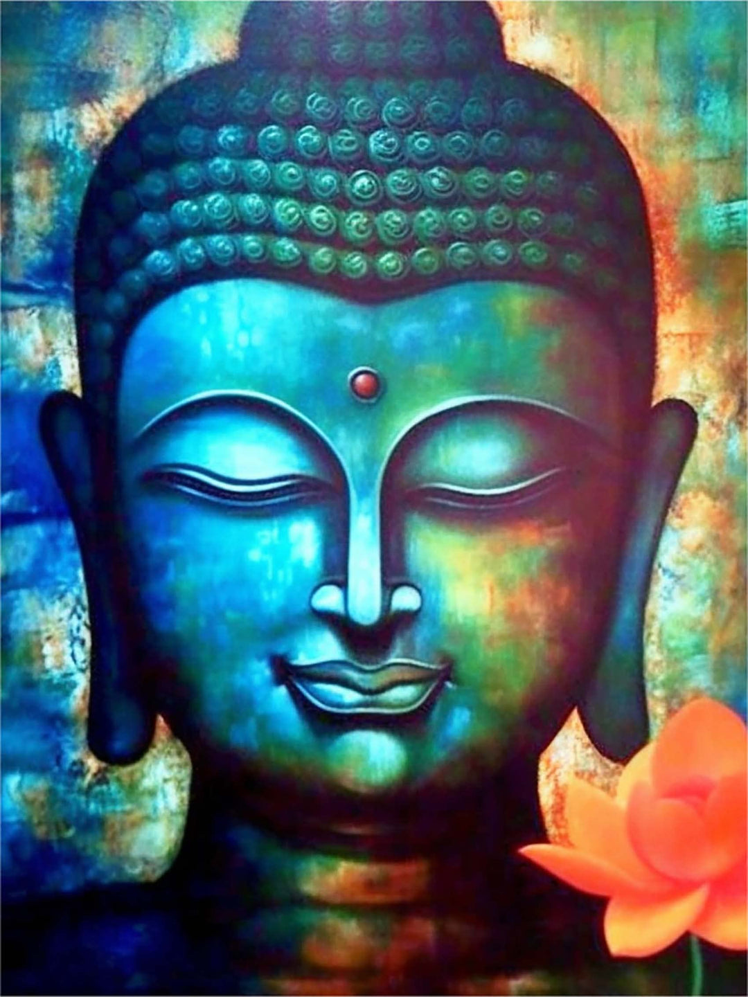 5D Diamond Art Painting Kits Buddha Flower Round Full Drill, DIY Paint with Diamonds Art Oil Painting Statue Crystal Rhinestone Cross Stitch for Home Office Wall Crafts Decorations 12×16 Inch