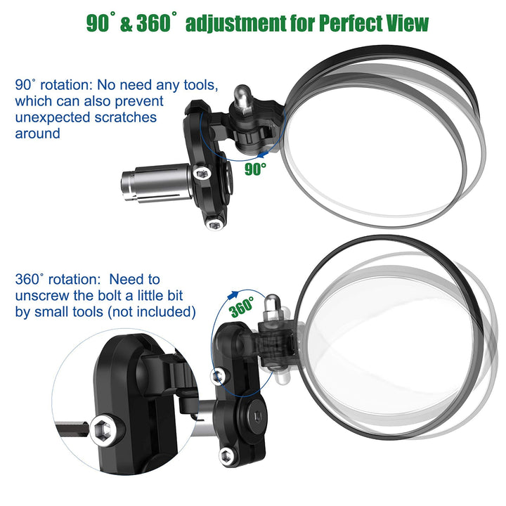 Bike Mirror, Wide Angle HD Safety Bar End Bike Mirror,Blast-Resistant Aluminum 360°Rotatable Bicycle Mirrors Handlebar Rearview Mirror