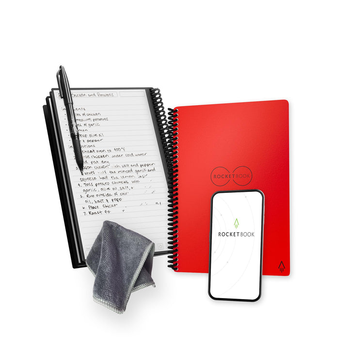 Core Reusable Spiral Notebook, Executive Size 6x8.8, Red - Lined Pages, App-Connected, Erasable, Durable Cover, Ideal for School, Work, and Creative Projects