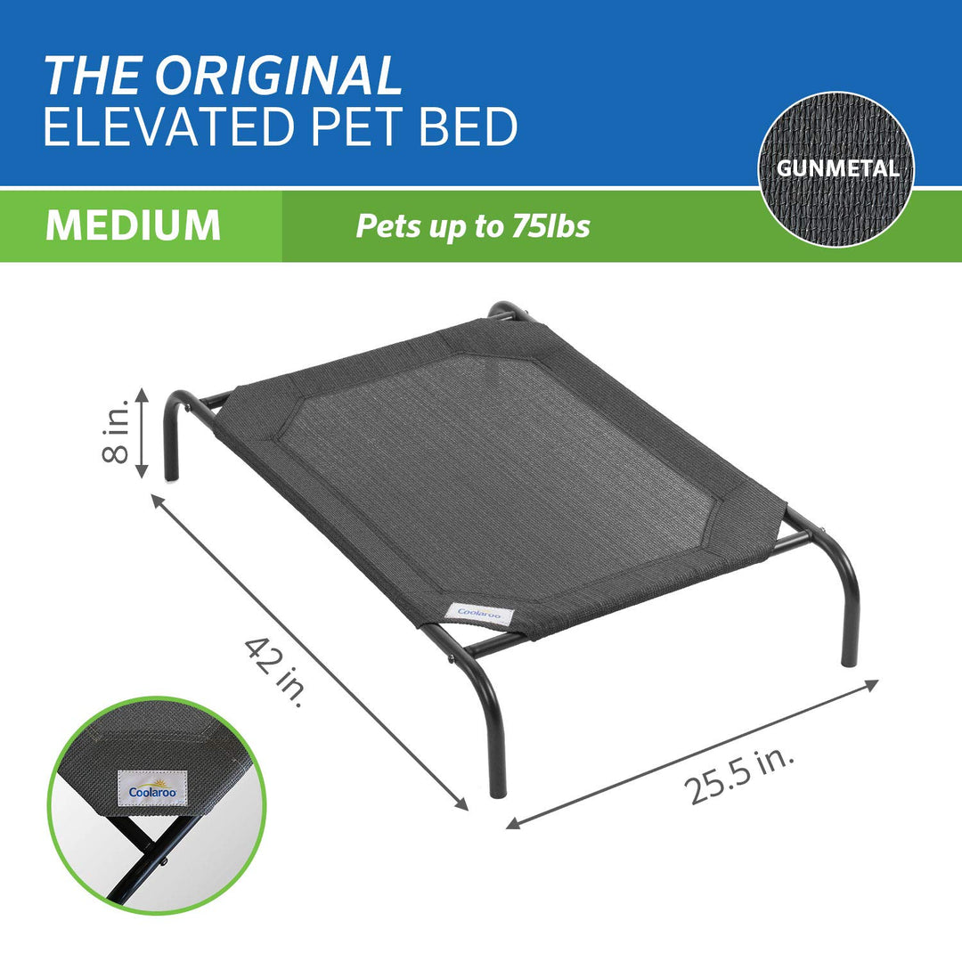 The Original Cooling Elevated Dog Bed, Indoor and Outdoor, Medium, Gunmetal