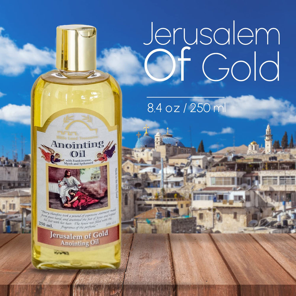 Anointing Oil from The Holy Land, Jerusalem of Gold Biblical Oil with Frankincense, Myrrh, and Spikenard. 8.45 fl.oz | 250 ml