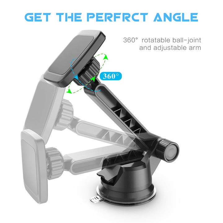 Dashboard Mount, Universal Magnetic Phone Holder for Car, Windshield Mount and Dashboard Mount Holder for Cell Phones and Tablets with Long Adjustable Arm – (New Rectangle Head)
