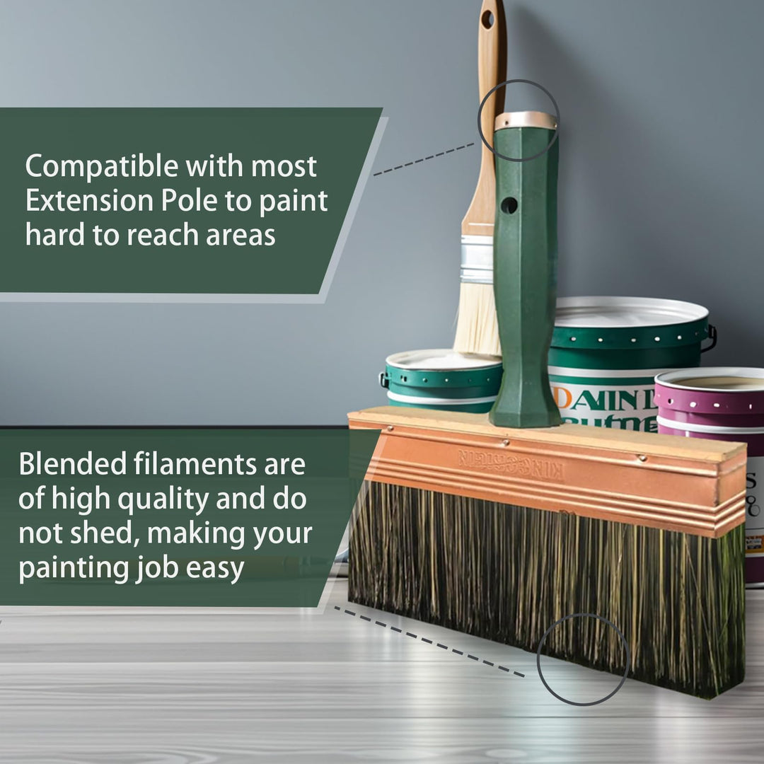 KINGORIGIN Deck Stain Brush, 9 Inch Deck Paint Brush with Threaded Handle for Extension Use, Stain Brushes for Wood, Fence, Walls and Furniture
