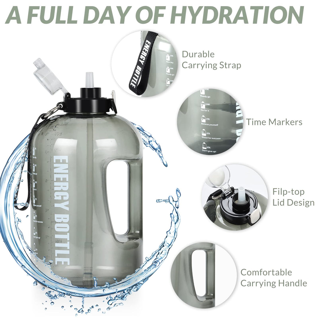 Bottled Joy Sports Water Bottle (50OZ/85OZ/1GALLON) Plastic Large Outdoor Water Tank Camping Portable Travel Drinking Plastic Water Bottle (85OZ/2.5L, Pink)
