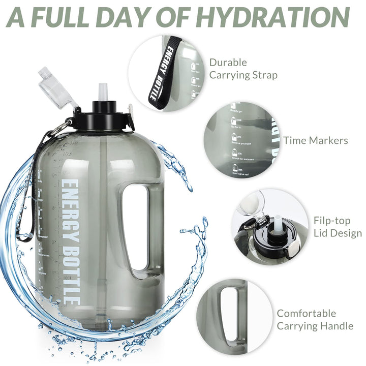 Bottled Joy Sports Water Bottle (50OZ/85OZ/1GALLON) Plastic Large Outdoor Water Tank Camping Portable Travel Drinking Plastic Water Bottle (85OZ/2.5L, Pink)