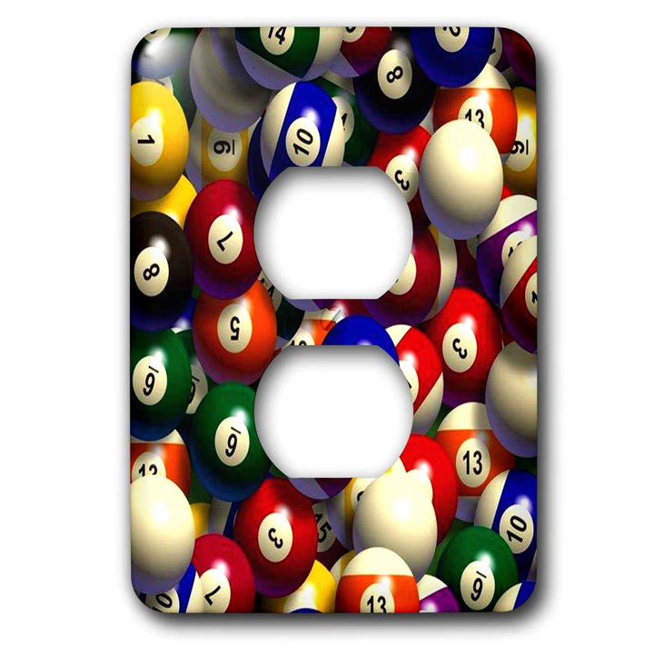 lsp_962_6 Billiard Balls Pool - 2 Plug Outlet Cover
