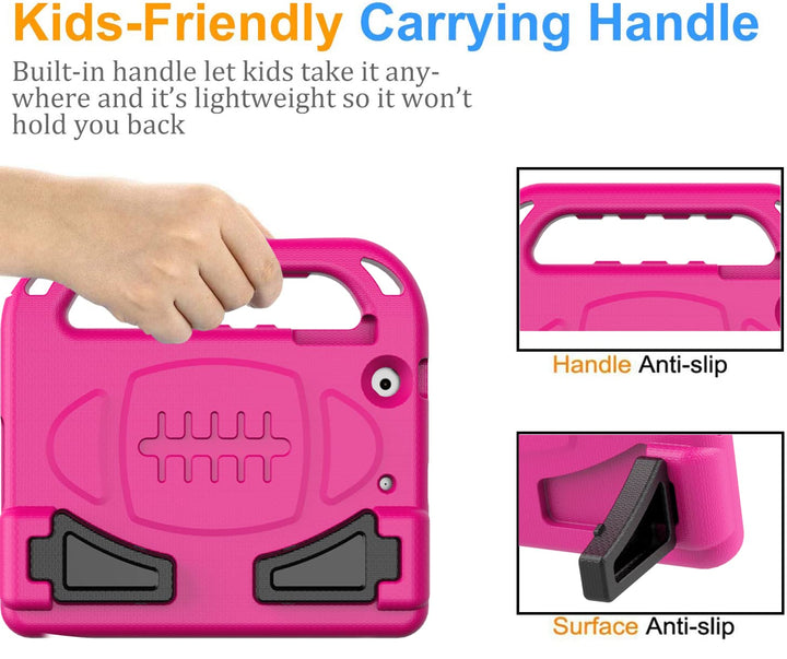 Case for iPad Mini 1 2 3, iPad Mini 1/2/3 Case for Kids - Built-in Screen Protector, Shockproof Lightweight Hard Cover Handle Stand Kids Case for iPad Mini 1st 2nd 3rd Generation, Rose