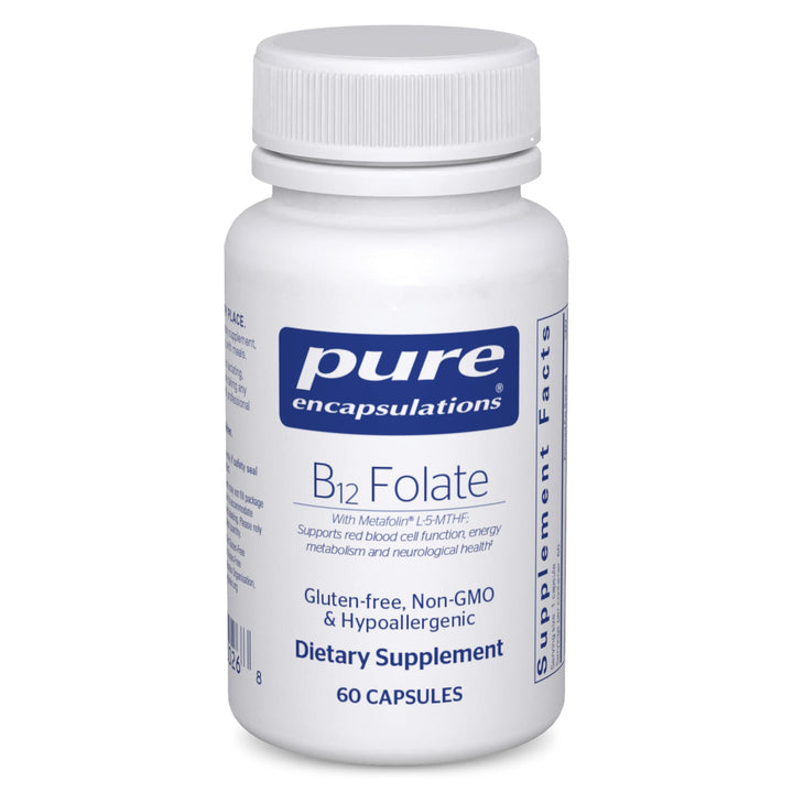 B12 Folate - Energy Supplement to Support Nerves, Energy Metabolism & Cognitive Support* - with Vitamin B Folate as Metafolin - 60 Capsules