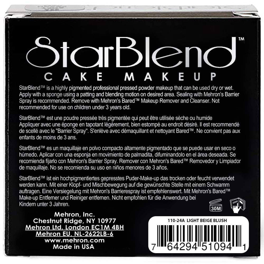 StarBlend Cake Makeup LIGHT BEIGE BLUSH - 2 oz. Wet/Dry
