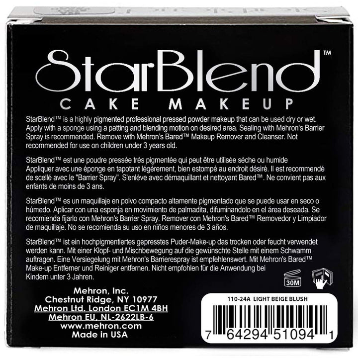 StarBlend Cake Makeup LIGHT BEIGE BLUSH - 2 oz. Wet/Dry