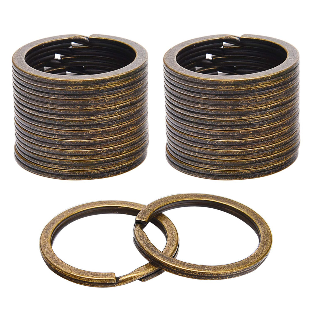 24 Pack Flat Key Rings Metal Split Ring for Home Car Keys Organizations, Jewelry Making, 1 Inch (Bronze)