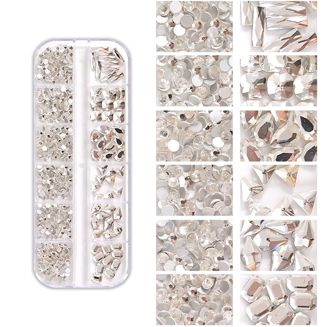 2 Box Flat Back Big Nail Crystals Rhinestones Gems For Nails Ab Rhinestones Nails Crystals And White Clear Nail Rhinestones Set With Nail Tweezers And Pencils Kit For Girls Women