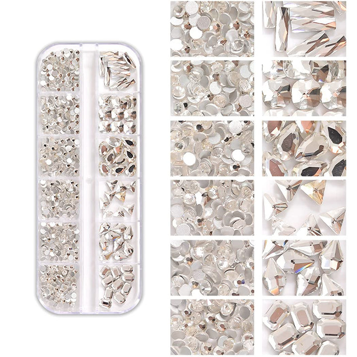 2 Box Flat Back Big Nail Crystals Rhinestones Gems For Nails Ab Rhinestones Nails Crystals And White Clear Nail Rhinestones Set With Nail Tweezers And Pencils Kit For Girls Women