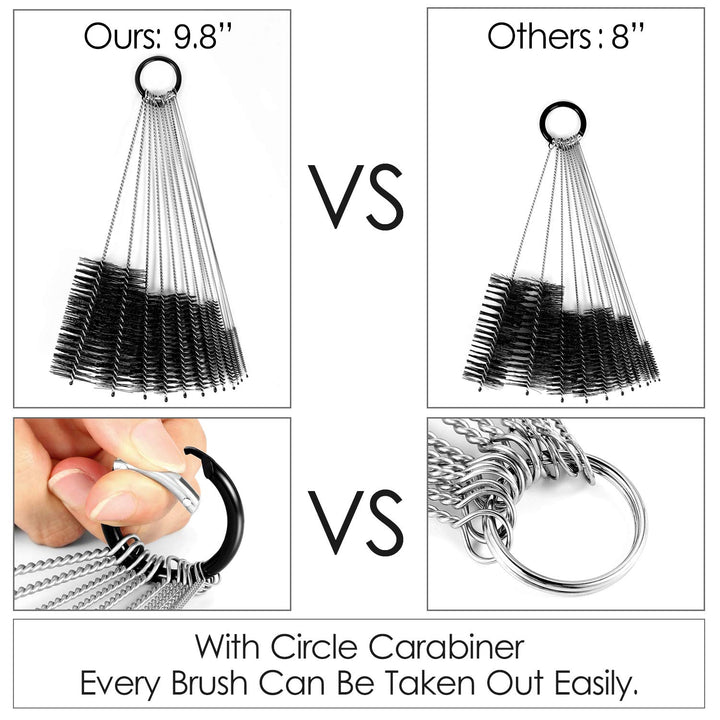 9.8 Inches Nylon Tube Brush Set, Nylon Bottle Cleaning Brush Set, 12 Pieces Variety Pack for Glasses Drinking Straws, Keyboards, Jewelry Cleaning, Antistatic Brushes, Pipe Cleaning Brushes (Set of 12)