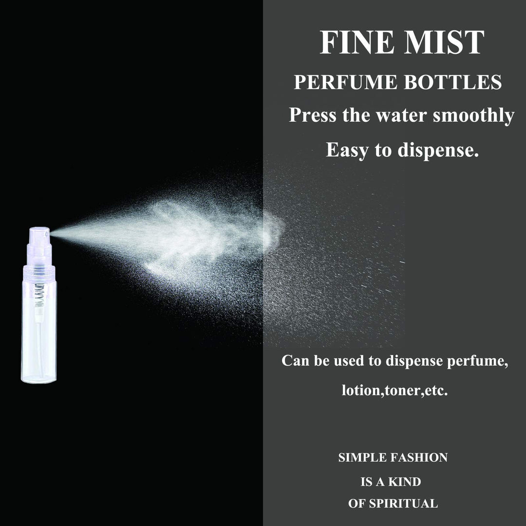 Mini Spray Bottle, Clear Plastic Empty Sample Containers, Fine Mist Perfume Travel Refillable Spray Bottle Perfume Atomizer Small Portable Bottle for Cleaning, Essential Oils 120Pcs 3ml