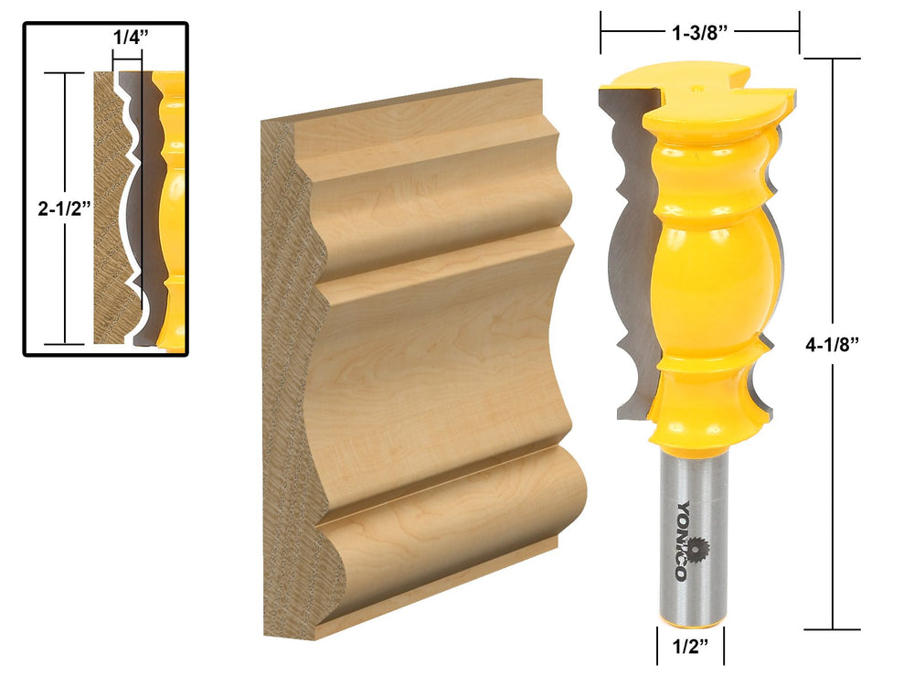 YONICO Crown Molding Router Bits 2-1/2-Inch 1/2-Inch Shank 16147