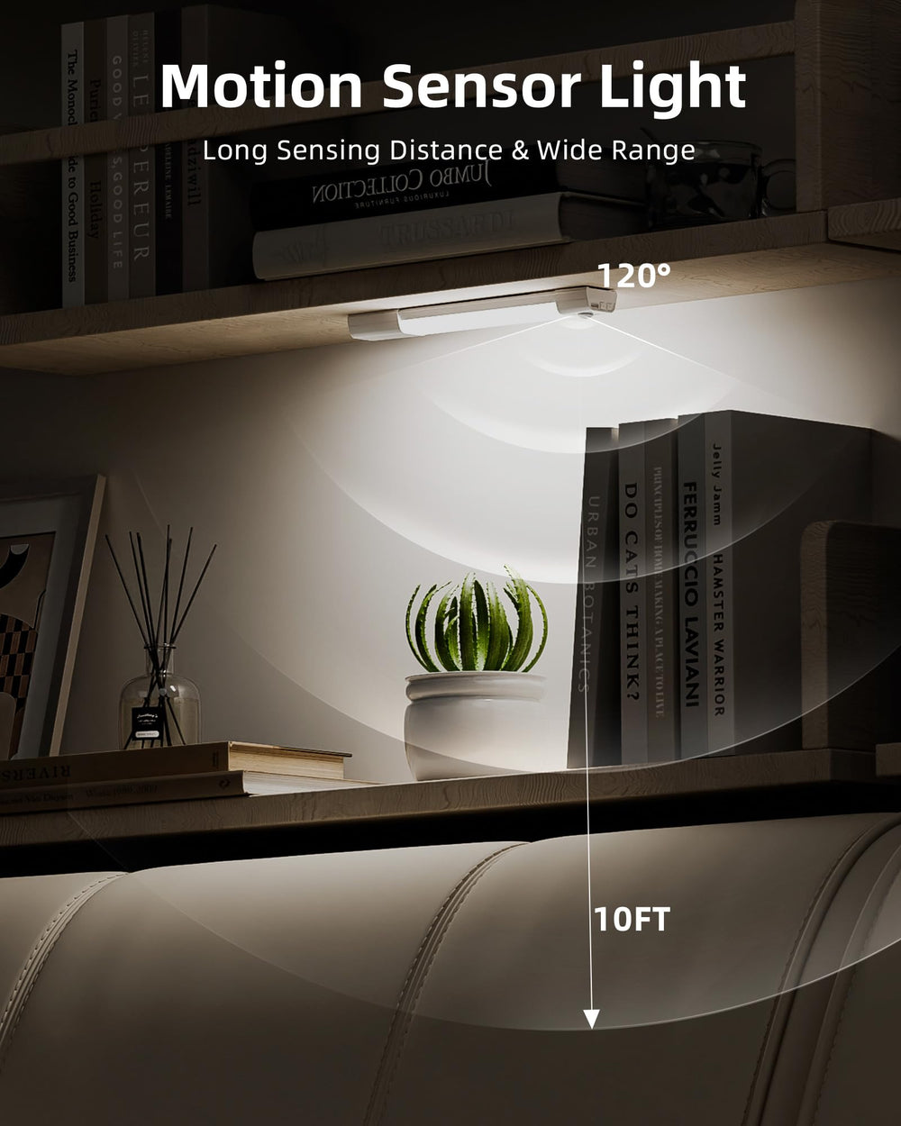 Under Cabinet Lights, Wireless Rechargeable Motion Sensor Light Indoor, Dimmable Led Closet Light Battery Operated Under Cabinet Lighting, Under Counter Lights for Kitchen, Wardrobe 3500K(Warm)