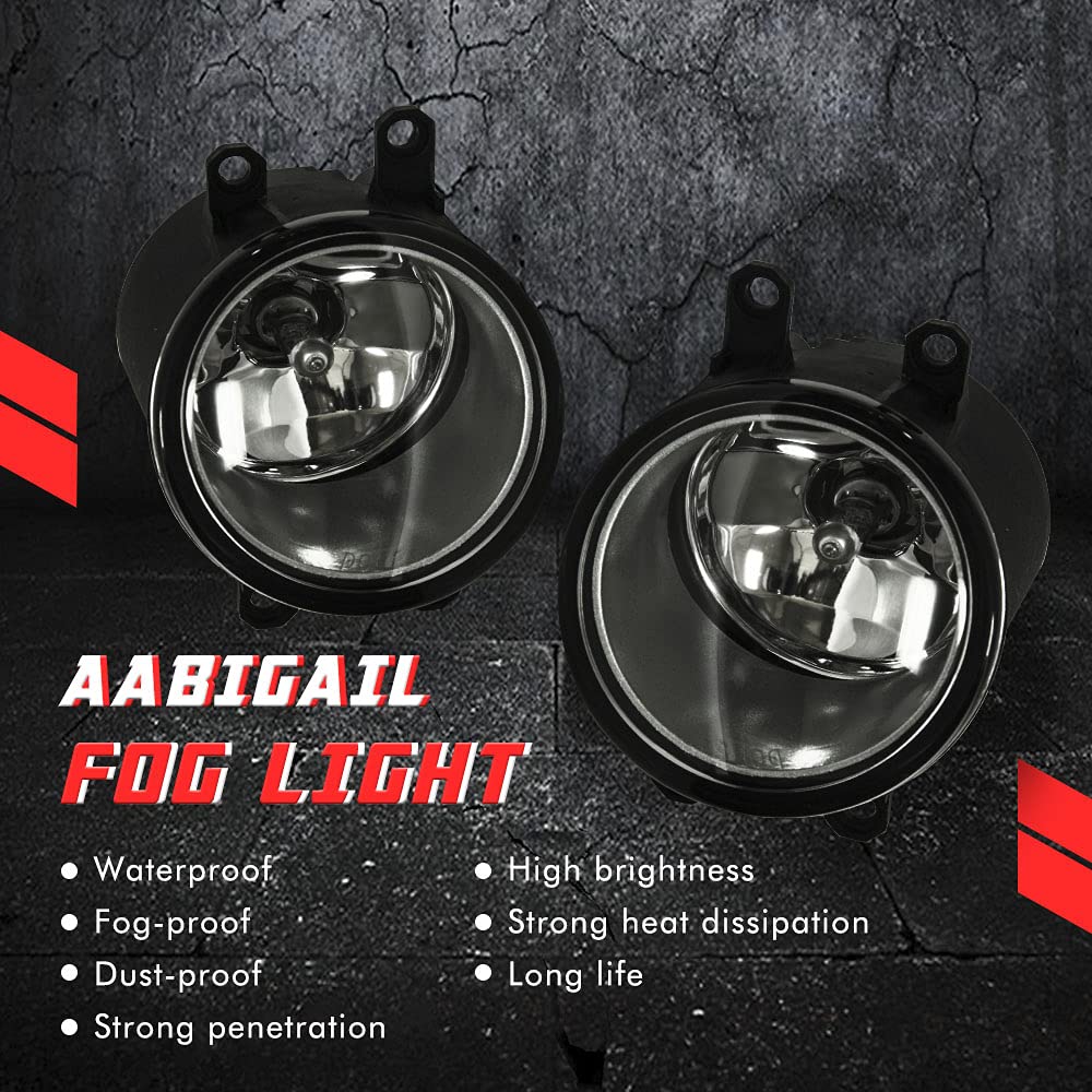 Driving Fog Lights Lamps Replacement for Toyota Camry 2007 2008 2009 with H11 12V 55W Halogen Bulbs & Universal Switch and Wiring Kit (Clear Lens)