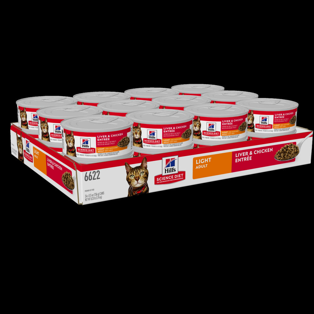 Science Diet Adult Light Liver & Chicken Entree Canned Cat Food, 5.5 oz., Case of 24