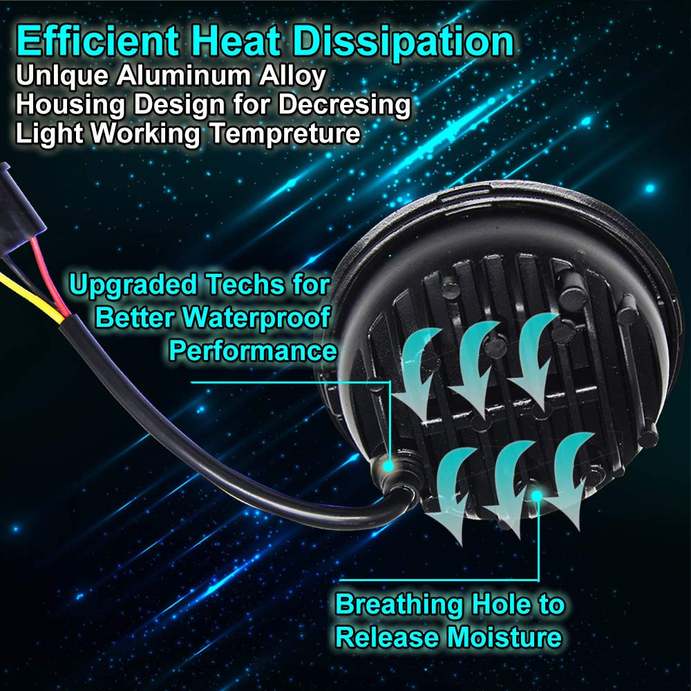 Fog Light for Harley Driving Lights 2pcs 4.5 Inch 60W Led Fog Light Bulbs with White Halo Ring Angel Eyes DRL Led Fog Lamp Bulb Offroad Lamp for Motorcycle (4B Harley Fog Lights)