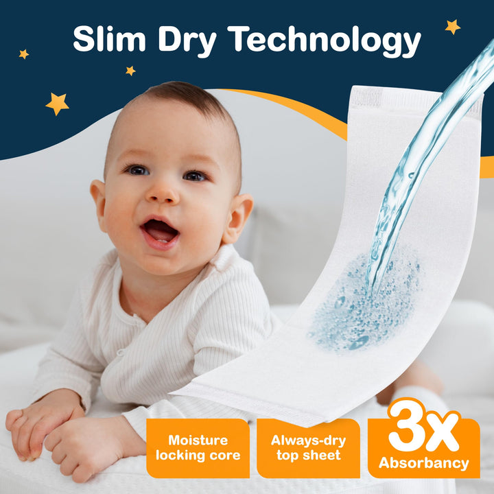 Dimples Booster Pads, Baby Diaper Doubler with Adhesive - Boosts Diaper Absorbency - No More leaks 30 Count (with Adhesive for Secure Fit) … (30 Count)
