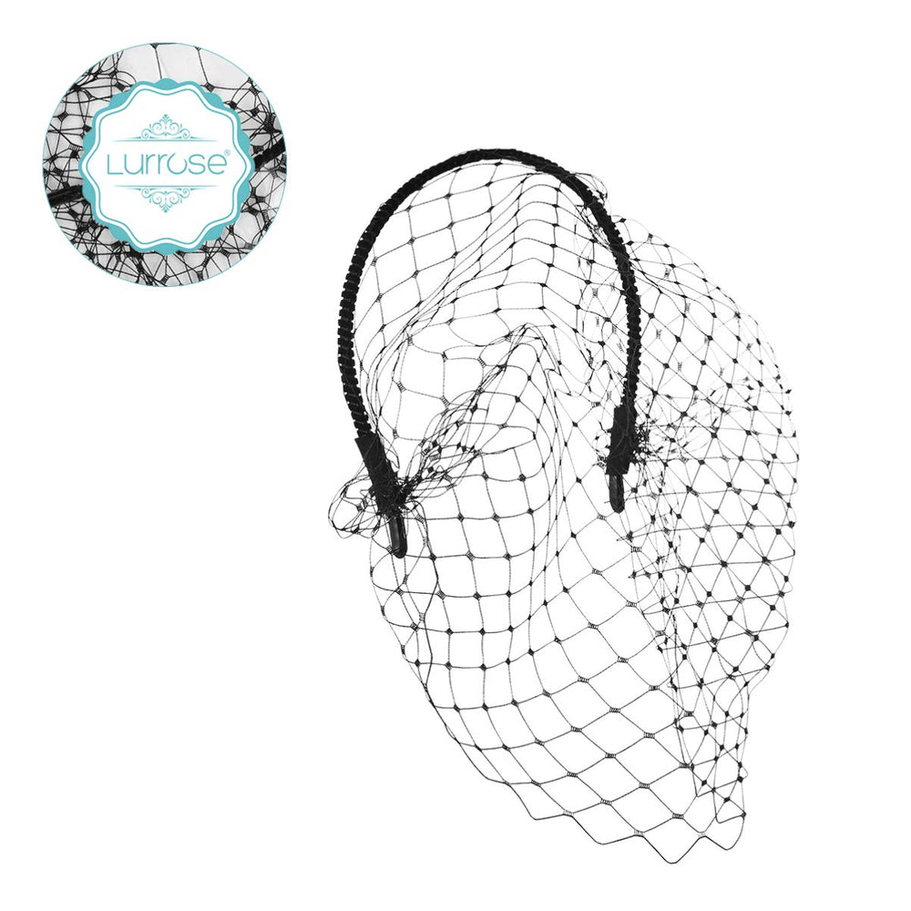 Veil Fascinator Hat for Women Headband with Black Veil Hair Hoop Headband Simple Elegant Mesh Headdress Halloween Headband for Women