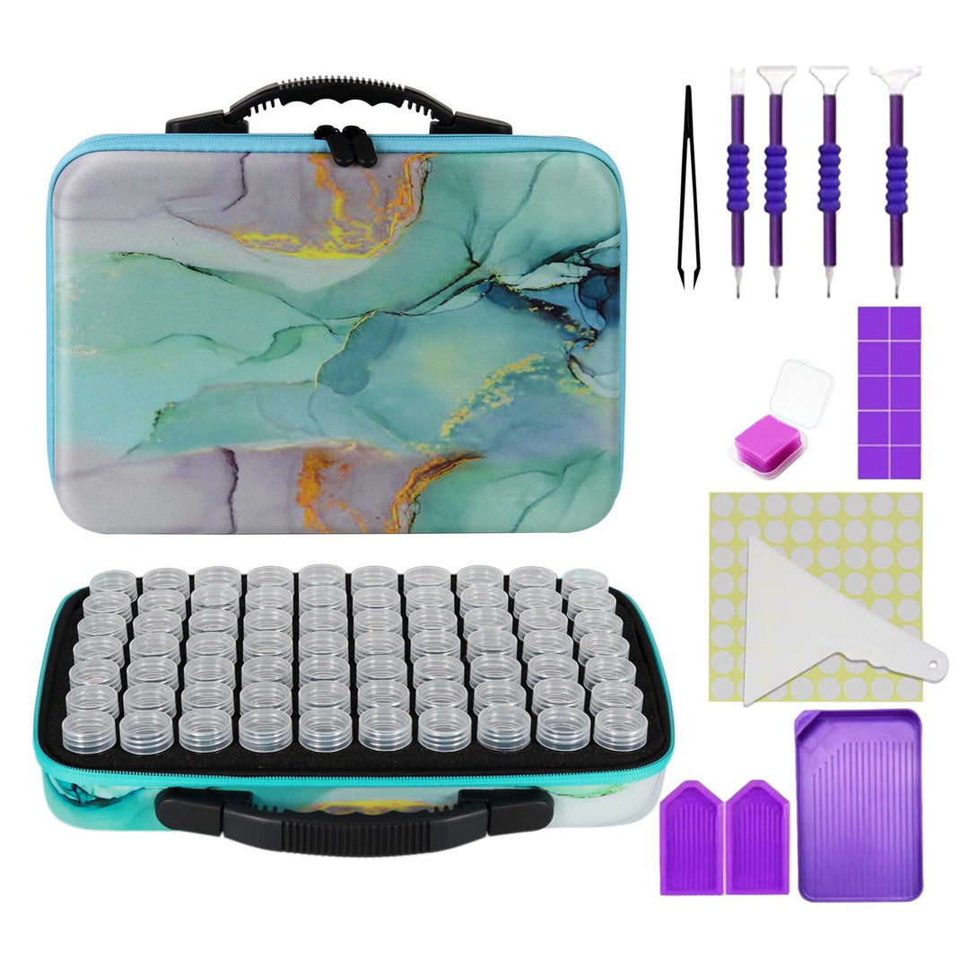 Diamond Painting Storage Container, Accessory Kit with Tools, Shockproof Storage Box for Diamond Art Craft Jewelry Bead Rhinestone Organizer, 60 Slots