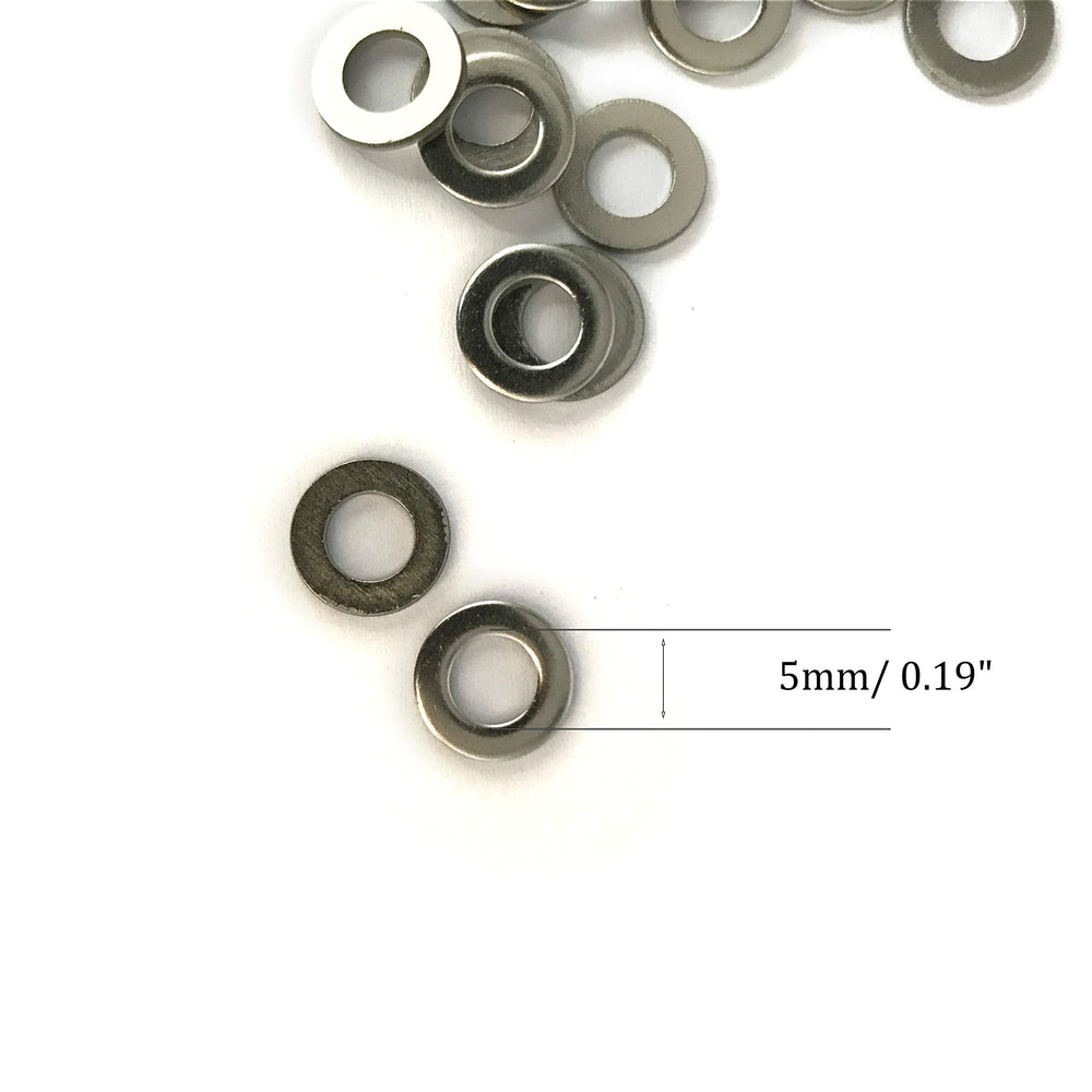 M5 Flat Washer, 304 Stainless Steel, 5mm ID, 10mm OD, 1mm Thickness, Plain Finish, for Bolt and Screw (Pack of 250)