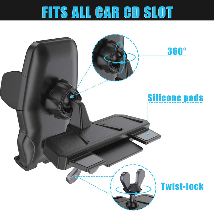 Universal Car Phone Mount CD Slot Car Mount Holder with New Gravity Self-Locking Design Mount, Compatible with All Smartphones (New Gravity Self-Locking Mount)