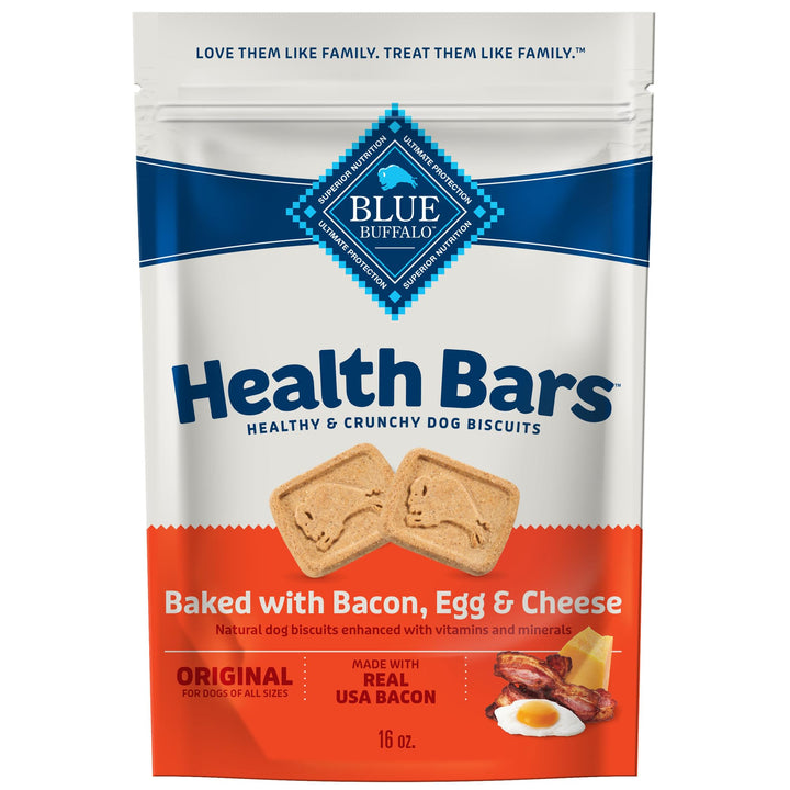 Health Bars Crunchy Dog Biscuits, Oven-Baked With Natural Ingredients, Bacon, Egg & Cheese , 16-oz. Bag