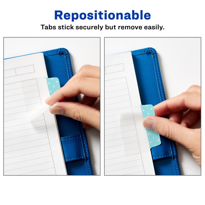 Avery Multiuse Ultra Tabs, 2 x 1.5, 2-Side Writable, Assorted Pastel Dots, 24 Repositionable Tabs (74773)