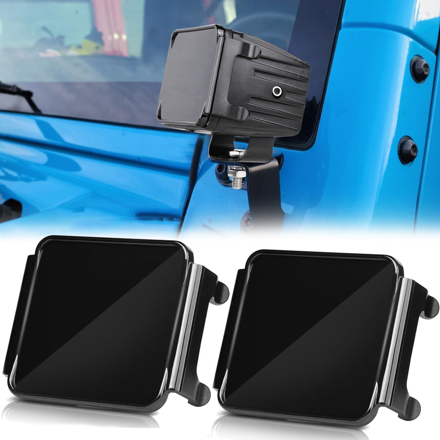 3 Inch Pod Light Covers, 3 Black LED Light Covers Square LED Light Pods Covers 3x3 Cube Light Covers Ditch Lights Protective Polycarbonate Light Bar Lens Covers