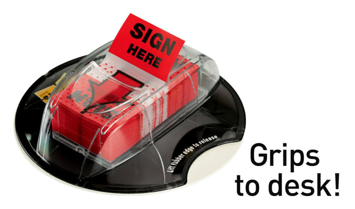 Message Flags, Sign Here, Red, 1 in. Wide, 200/Desk Grip Dispenser, 1 Dispenser/Pack